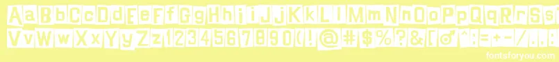 Shinji-fontti – valkoiset fontit keltaisella taustalla