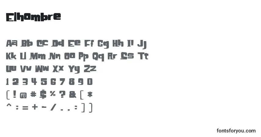 Elhombre Font – alphabet, numbers, special characters