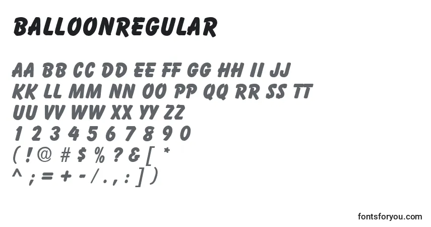 BalloonRegular Font – alphabet, numbers, special characters