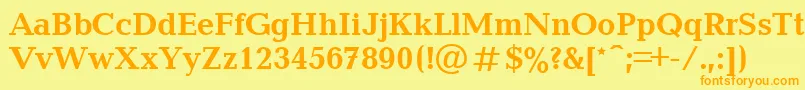 フォントBlt75C – オレンジの文字が黄色の背景にあります。