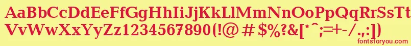 Blt75C Font – Red Fonts on Yellow Background