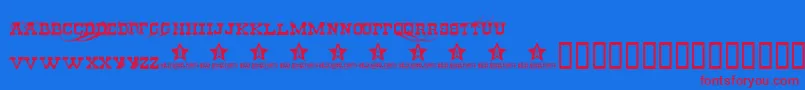 フォントCheapStealer – 赤い文字の青い背景