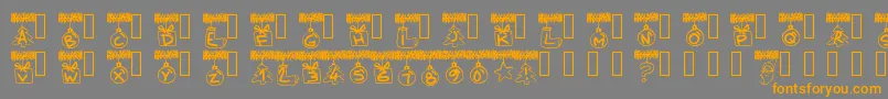 Weitere Informationen zur Pwchristmastinsel-Schriftart Pwchristmastinsel-Schriftart – Orangefarbene Schriften auf grauem Hintergrund