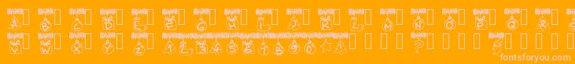 Pwchristmastinsel-Schriftart – Rosa Schriften auf orangefarbenem Hintergrund