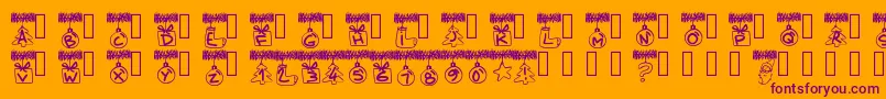 Шрифт Pwchristmastinsel – фиолетовые шрифты на оранжевом фоне