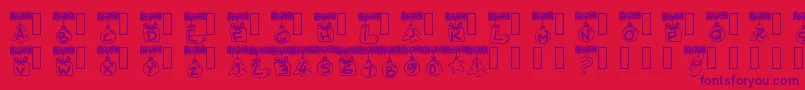 Fonte Pwchristmastinsel – fontes roxas em um fundo vermelho