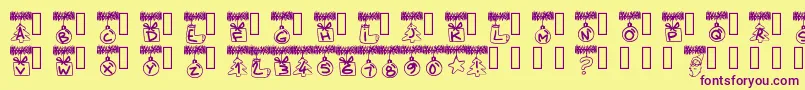 Pwchristmastinsel Font – Purple Fonts on Yellow Background