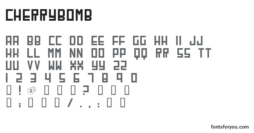 A fonte Cherrybomb – alfabeto, números, caracteres especiais