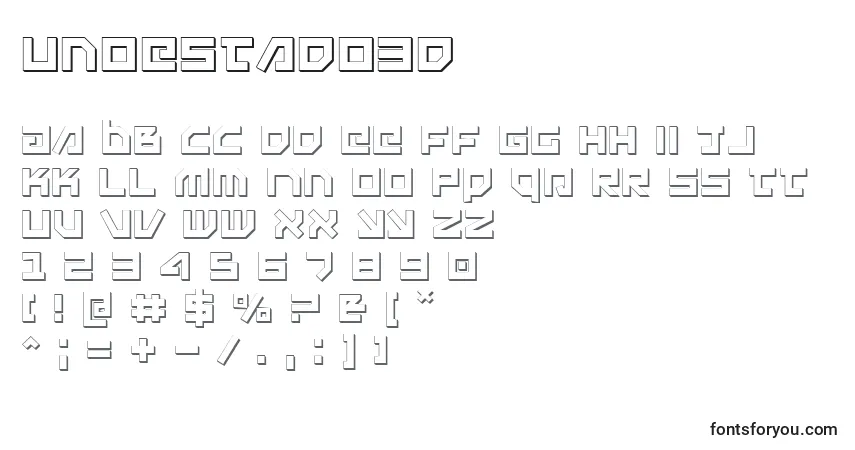 A fonte Unoestado3D – alfabeto, números, caracteres especiais