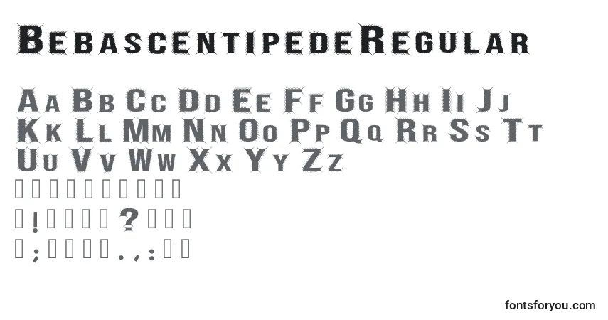 Шрифт BebascentipedeRegular – алфавит, цифры, специальные символы