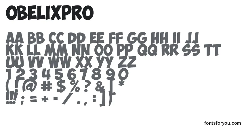 Schriftart ObelixPro – Alphabet, Zahlen, spezielle Symbole
