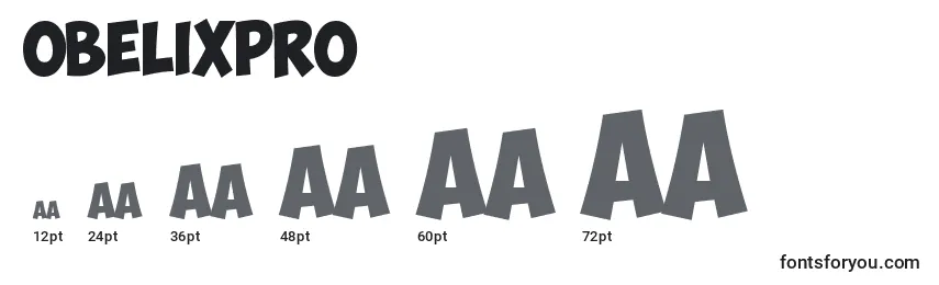 Размеры шрифта ObelixPro