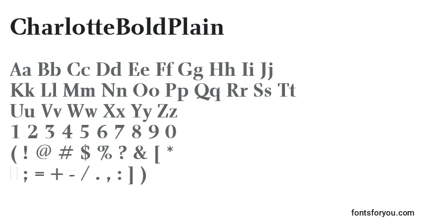 Czcionka CharlotteBoldPlain – alfabet, cyfry, specjalne znaki