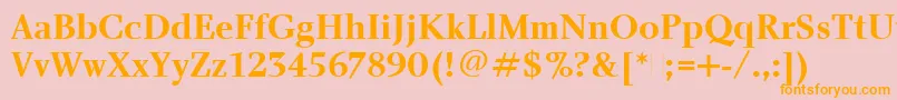フォントCharlotteBoldPlain – オレンジの文字がピンクの背景にあります。