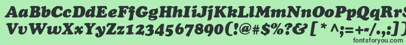 Fonte AgCooperItalic – fontes pretas em um fundo verde