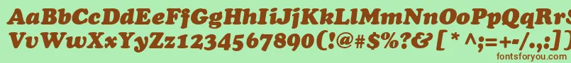 Fonte AgCooperItalic – fontes marrons em um fundo verde