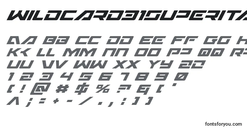 Schriftart Wildcard31superital – Alphabet, Zahlen, spezielle Symbole