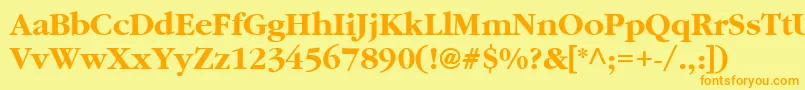 フォントGaramondBoldBold – オレンジの文字が黄色の背景にあります。