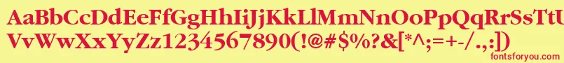 GaramondBoldBold-fontti – punaiset fontit keltaisella taustalla