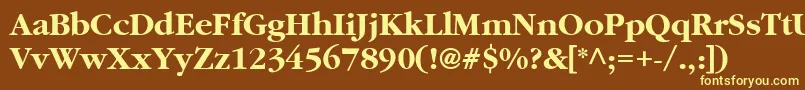 GaramondBoldBold-fontti – keltaiset fontit ruskealla taustalla