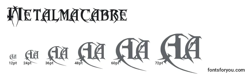 Размеры шрифта Metalmacabre