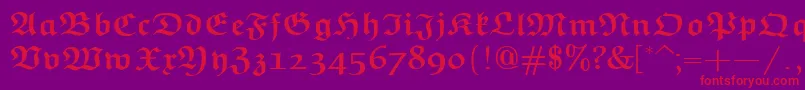 EuclidFrakturBold-Schriftart – Rote Schriften auf violettem Hintergrund