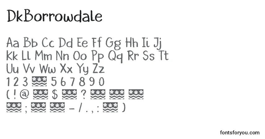 A fonte DkBorrowdale – alfabeto, números, caracteres especiais