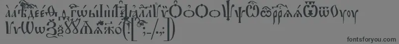 IrmologionIeucs-Schriftart – Schwarze Schriften auf grauem Hintergrund