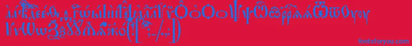 IrmologionIeucs-fontti – siniset fontit punaisella taustalla