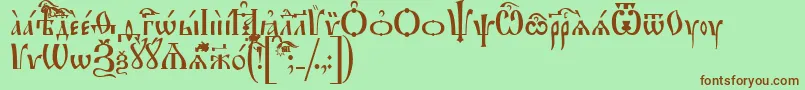 IrmologionIeucs-Schriftart – Braune Schriften auf grünem Hintergrund