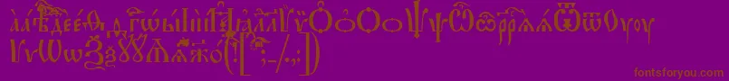 IrmologionIeucs-Schriftart – Braune Schriften auf violettem Hintergrund