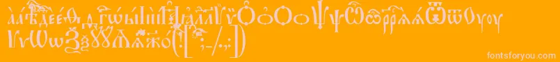 IrmologionIeucs-Schriftart – Rosa Schriften auf orangefarbenem Hintergrund