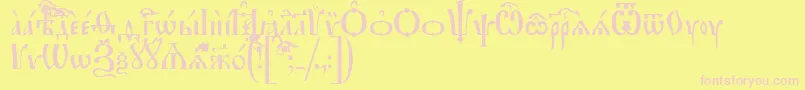 IrmologionIeucs Font – Pink Fonts on Yellow Background