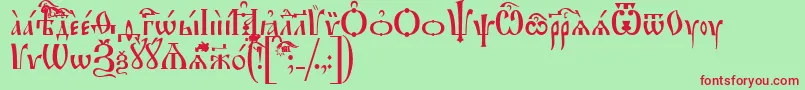 IrmologionIeucs-fontti – punaiset fontit vihreällä taustalla