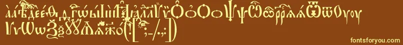 IrmologionIeucs-fontti – keltaiset fontit ruskealla taustalla