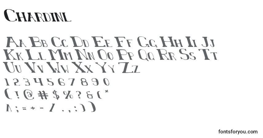 Schriftart Chardinl – Alphabet, Zahlen, spezielle Symbole