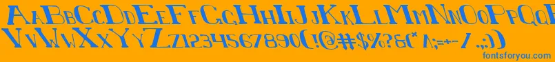 Chardinl-Schriftart – Blaue Schriften auf orangefarbenem Hintergrund