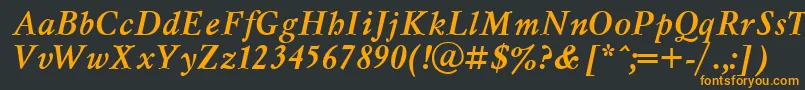 フォントMyslcttBolditalic – 黒い背景にオレンジの文字