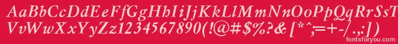 MyslcttBolditalic Font – Pink Fonts on Red Background