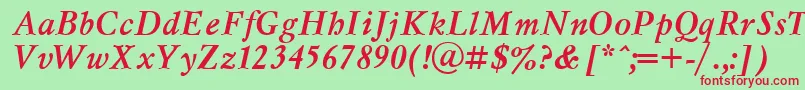 MyslcttBolditalic Font – Red Fonts on Green Background