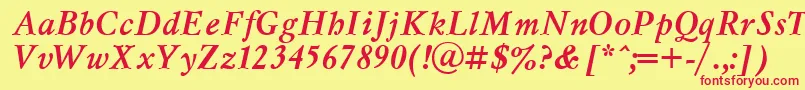 MyslcttBolditalic Font – Red Fonts on Yellow Background