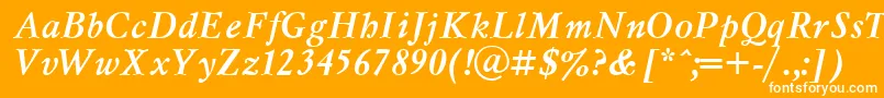 MyslcttBolditalic-Schriftart – Weiße Schriften auf orangefarbenem Hintergrund