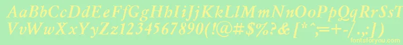 MyslcttBolditalic Font – Yellow Fonts on Green Background