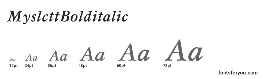 MyslcttBolditalic Font Sizes