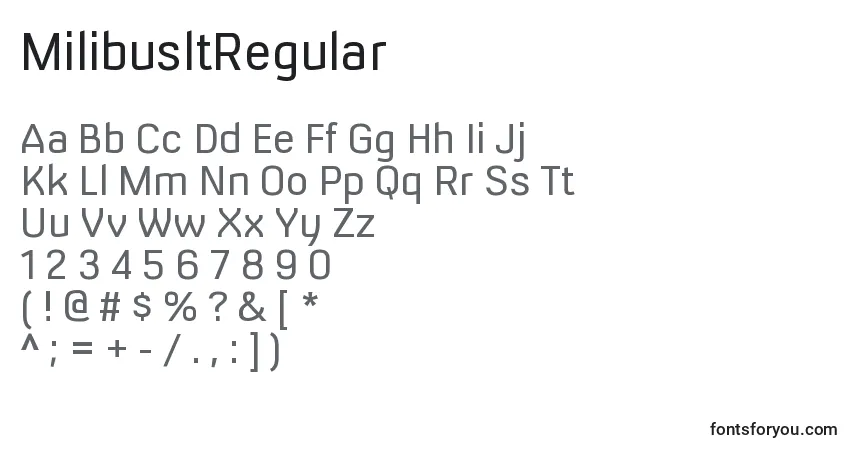 A fonte MilibusltRegular – alfabeto, números, caracteres especiais