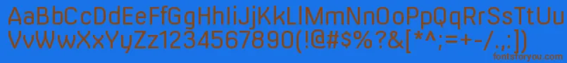 フォントMilibusltRegular – 茶色の文字が青い背景にあります。