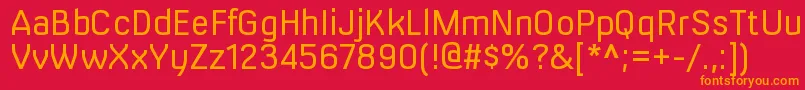MilibusltRegular-Schriftart – Orangefarbene Schriften auf rotem Hintergrund