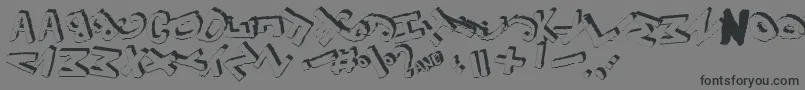 フォントYes3Drotated – 黒い文字の灰色の背景