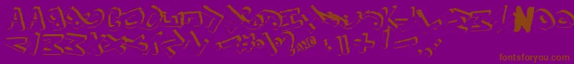 Yes3Drotated-Schriftart – Braune Schriften auf violettem Hintergrund