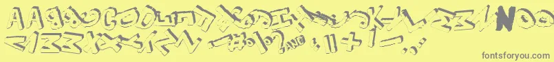 Yes3Drotated Font – Gray Fonts on Yellow Background